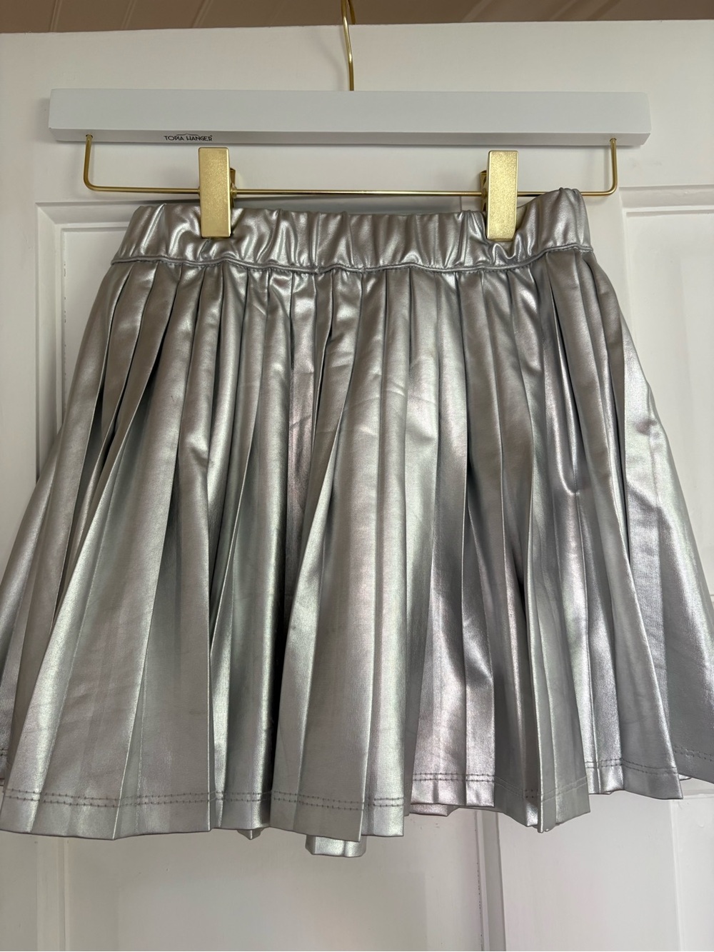 Splendid Silver Pleated Metallic Skirt